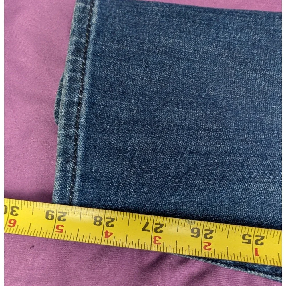 BONOBOS Jean 38x29 Blue Slim Fit Dark Wash Denim Straight Leg Whisker Fade